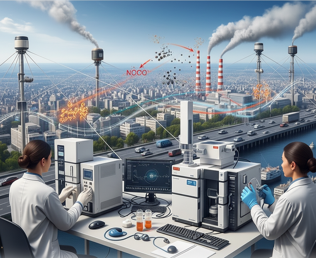 Illustration pour l'analyse de l'air et émissions